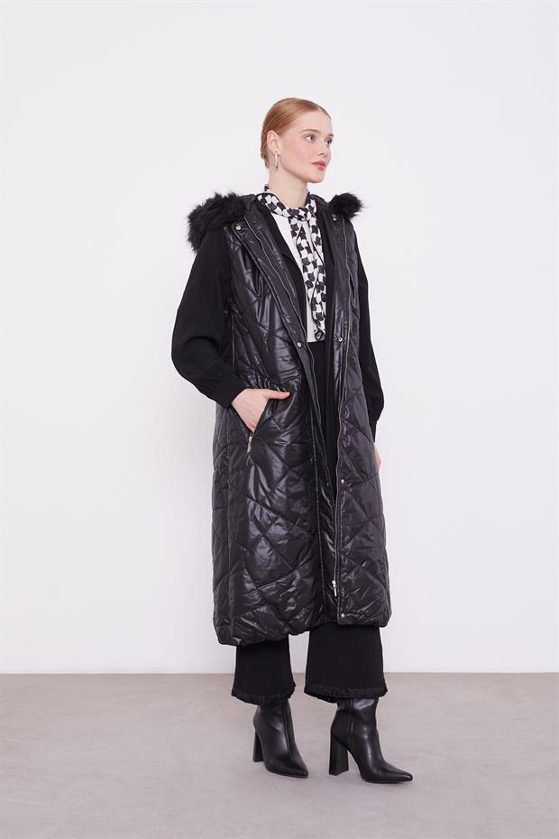 Siyah Kapitone Şişme Yelek