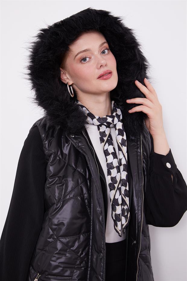 Siyah Kapitone Şişme Yelek