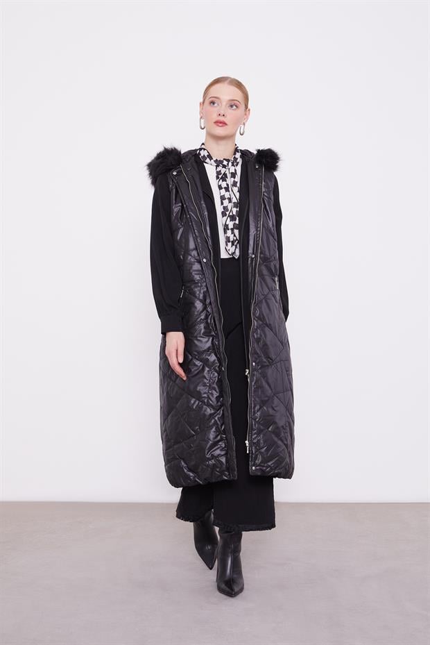 Siyah Kapitone Şişme Yelek