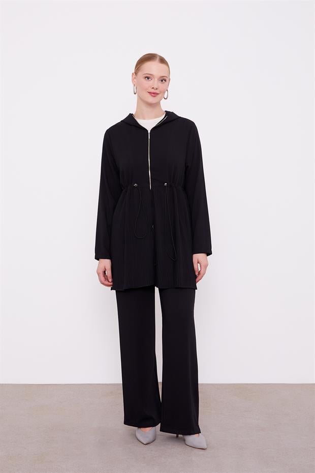 Siyah Kapusonlu Beli İp Buzgulu İkili Takım