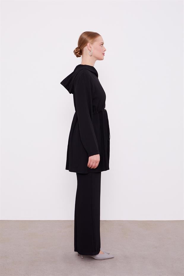 Siyah Kapusonlu Beli İp Buzgulu İkili Takım