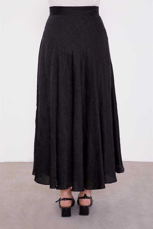 Siyah Kraş Saten Etek