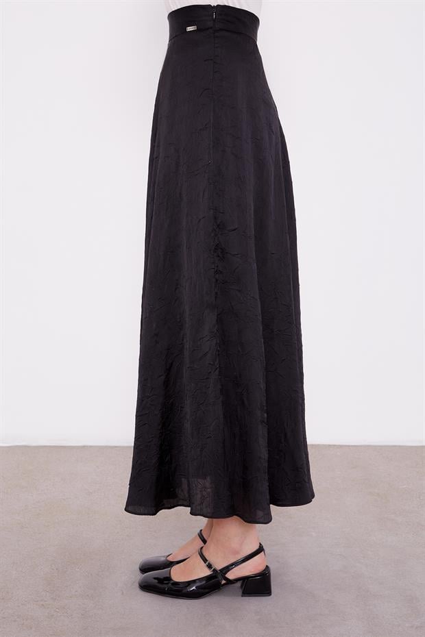 Siyah Kraş Saten Etek