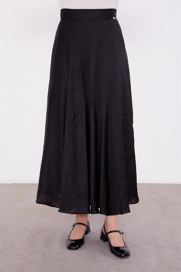 Siyah Kraş Saten Etek