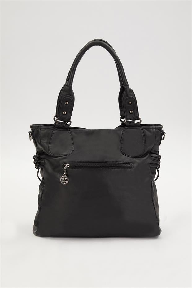 Siyah Kuş Gözü Detaylı Omuz Çantası