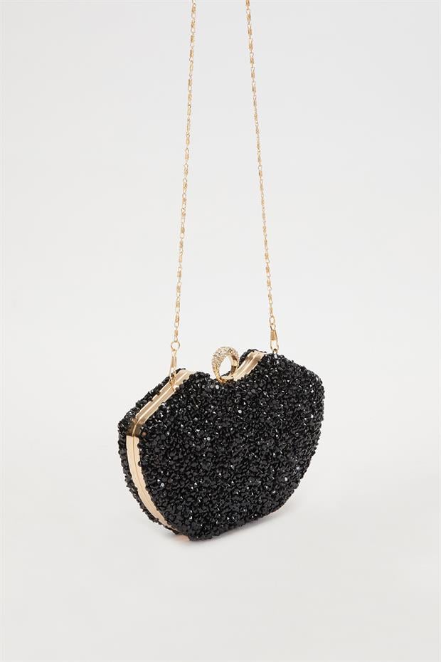 Siyah Metal Askılı Abiye Çanta