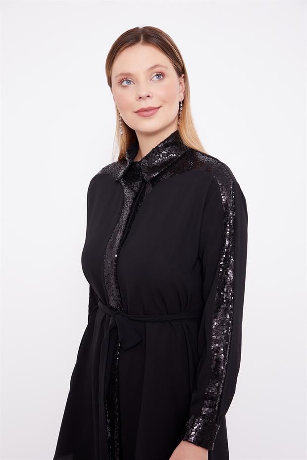 Siyah Payet Detaylı İkili Takım