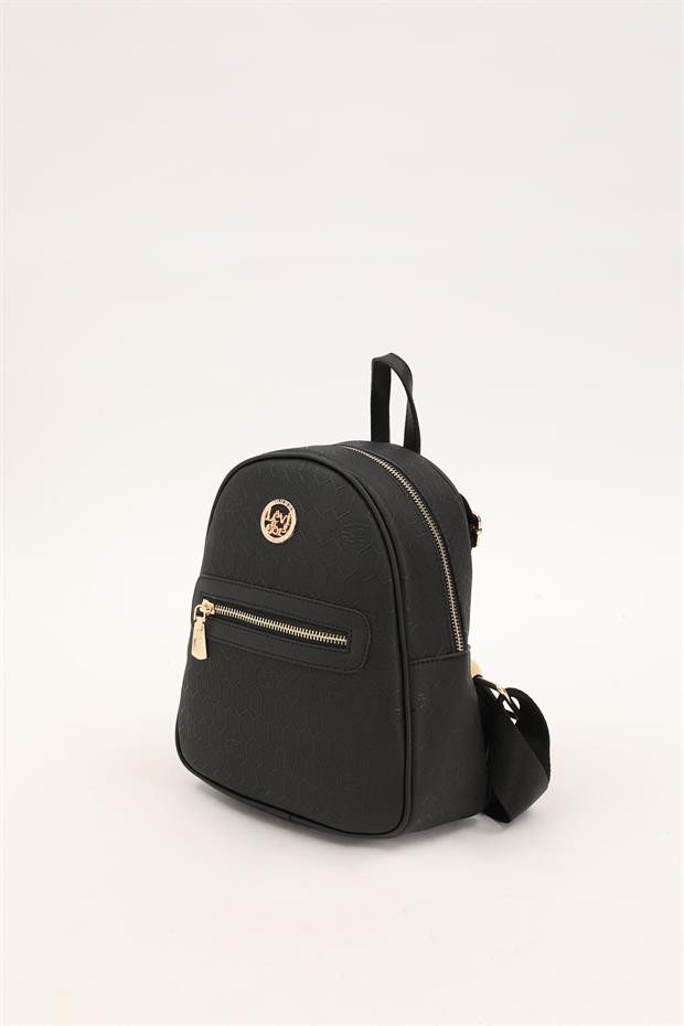 Siyah Petek Desen Sırt Çantası