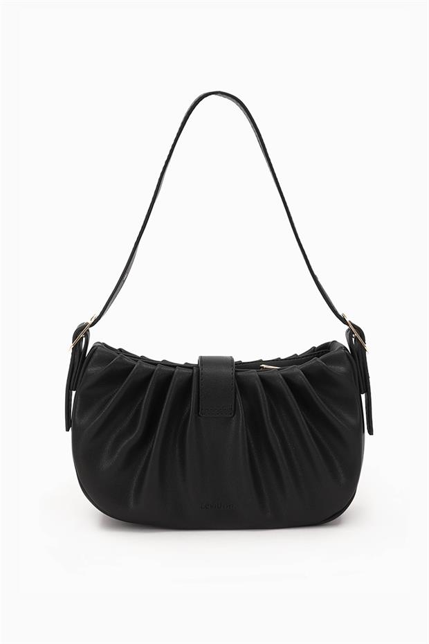 Siyah Pile Büzgülü Omuz Çantası