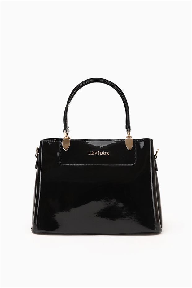 Siyah - Rugan Üç Bölmeli El Çantası