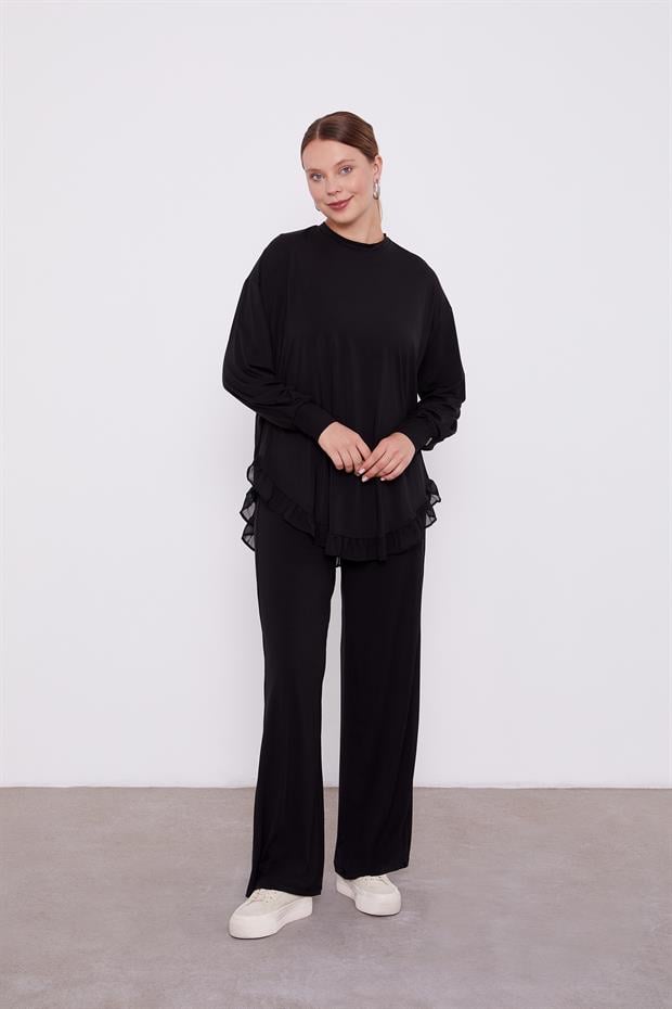 Siyah Şifon Volanlı Spor Takım