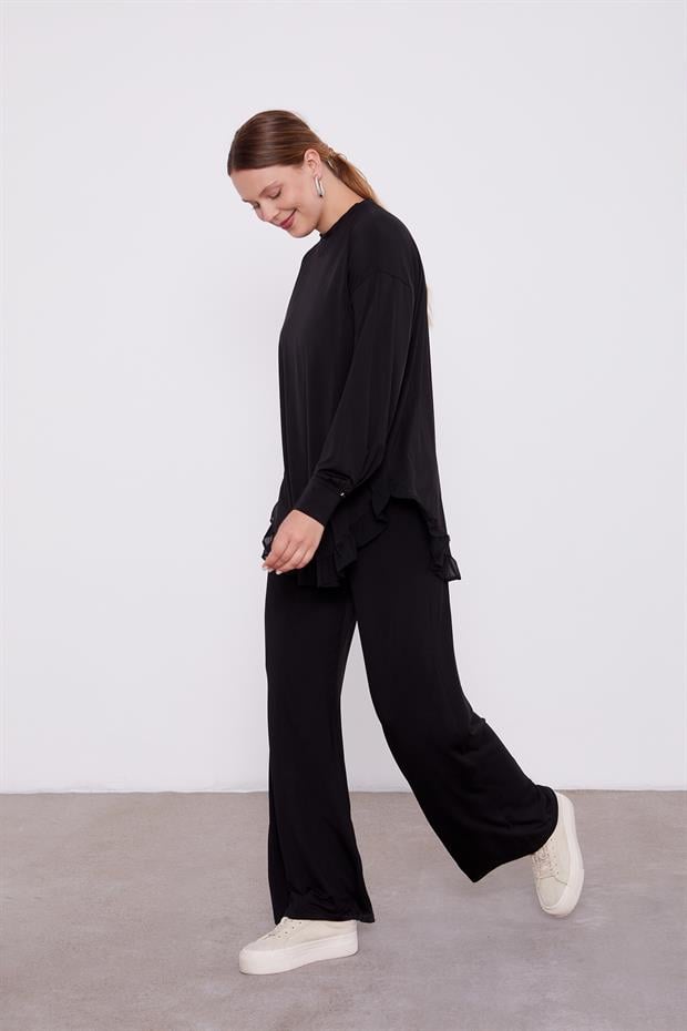 Siyah Şifon Volanlı Spor Takım