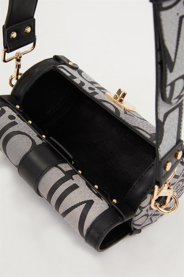 Siyah Silindir Şekilli Omuz Çantası