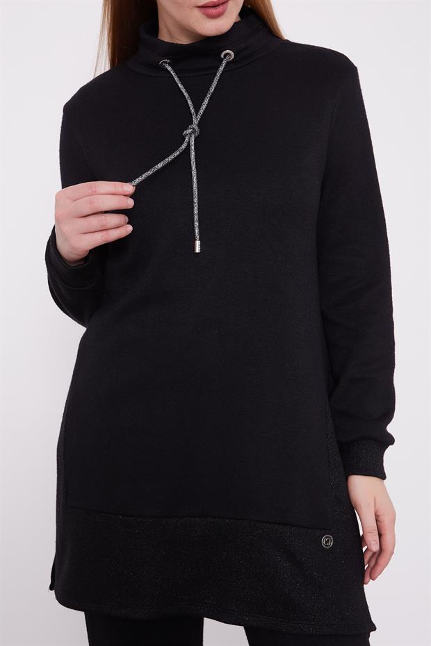 Siyah Simli Kaşmir Kumaş İkili Takım