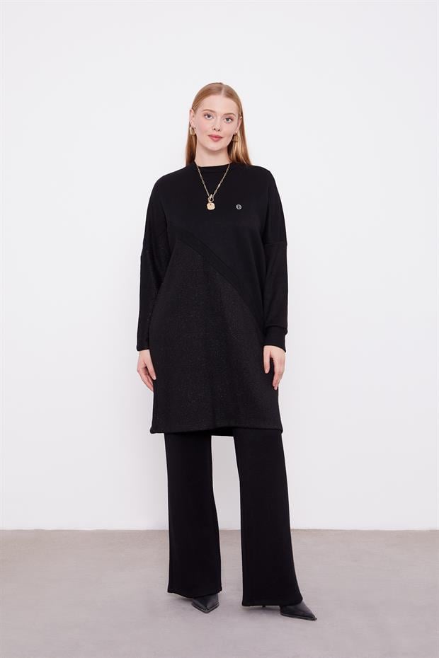 Siyah Simli Triko Tunik