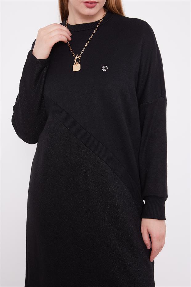 Siyah Simli Triko Tunik