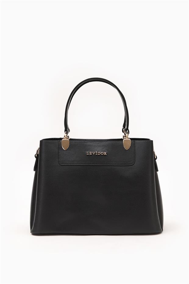 Siyah Üç Bölmeli El Çantası