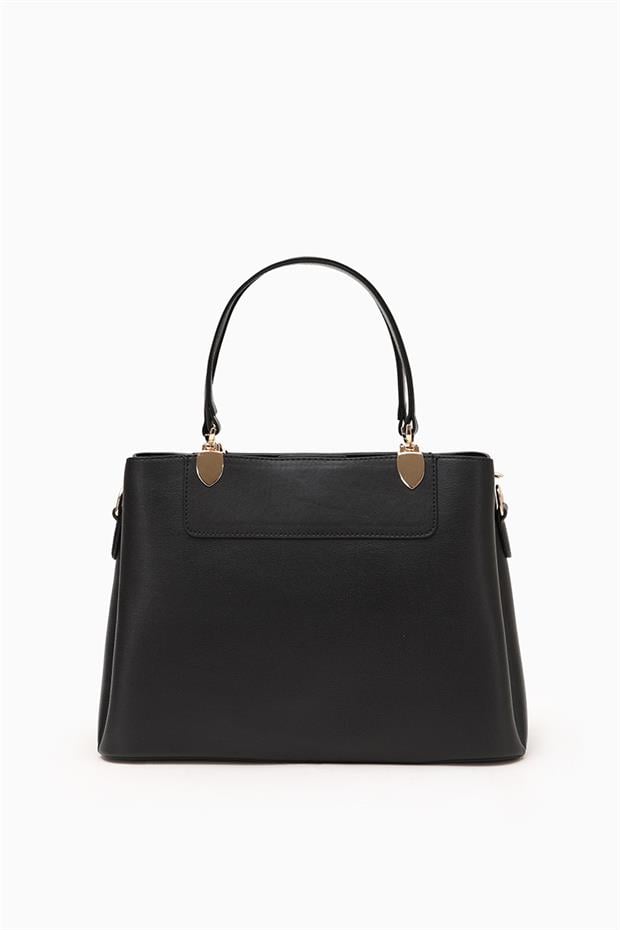 Siyah Üç Bölmeli El Çantası