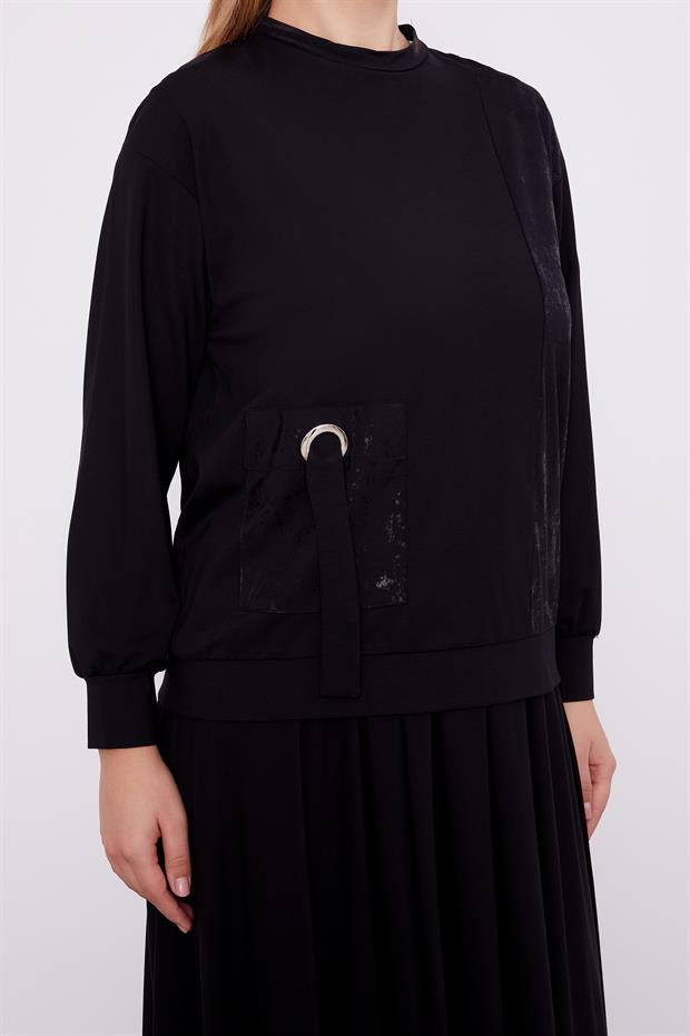 Siyah Varak Detaylı Etek Takım