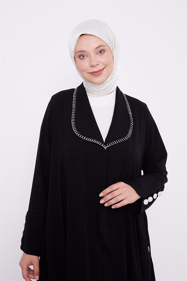 Siyah Yaka İşleme  Detaylı Ferace