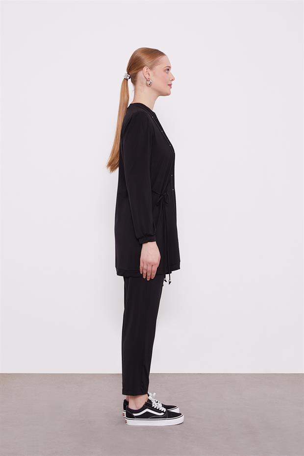 Siyah Yanları İp Bağlamalı Spor Takım