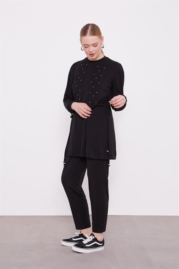 Siyah Yanları İp Bağlamalı Spor Takım