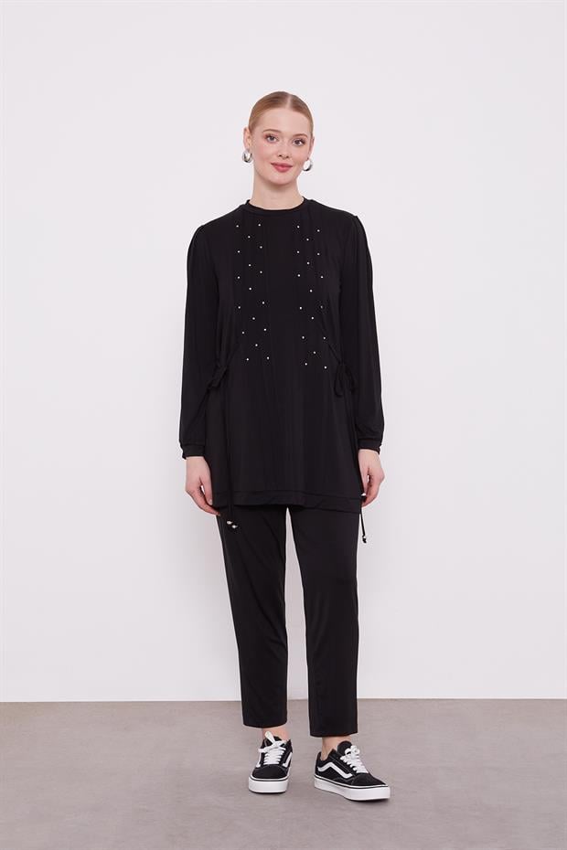 Siyah Yanları İp Bağlamalı Spor Takım