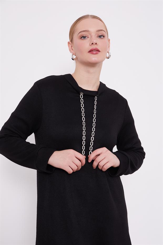 Siyah Zincir Detaylı İkili Takım