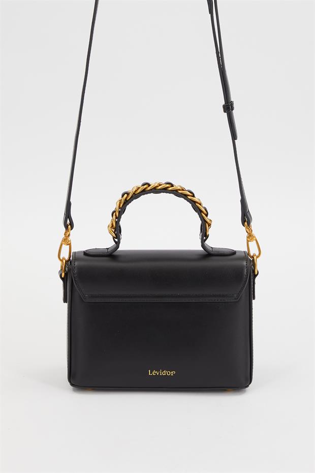 Siyah Zincir İşlemeli El Çantası