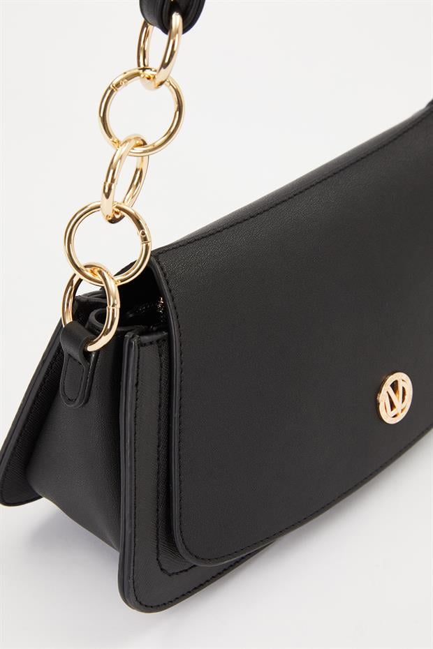 Siyah Oval Sekilli Omuz Çantası