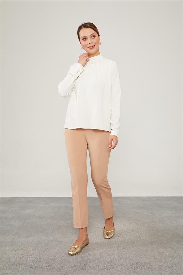 Somon Beli Lastikli Cep Detaylı Pantolon