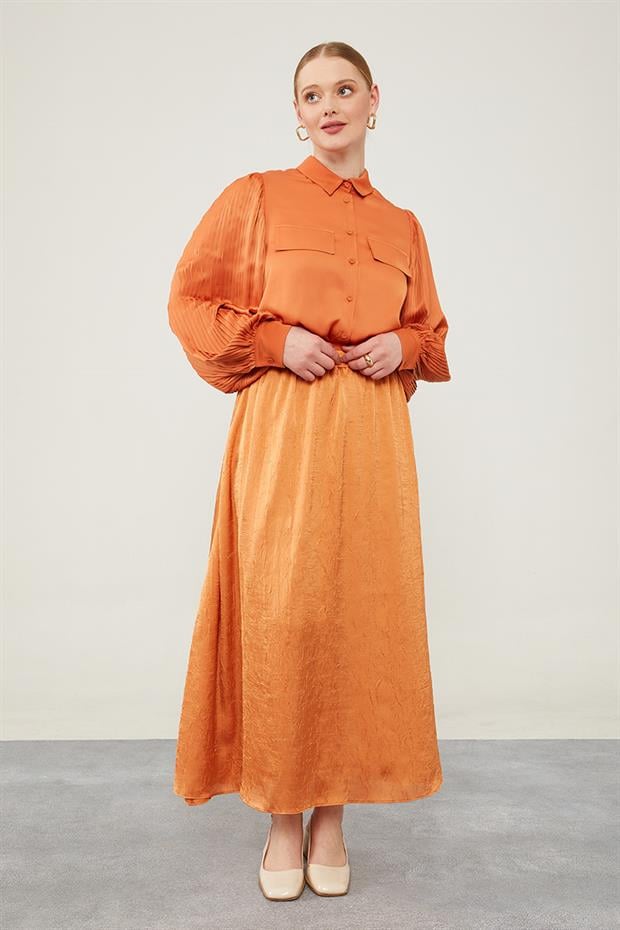 Somon Beli Lastikli Saten Etek