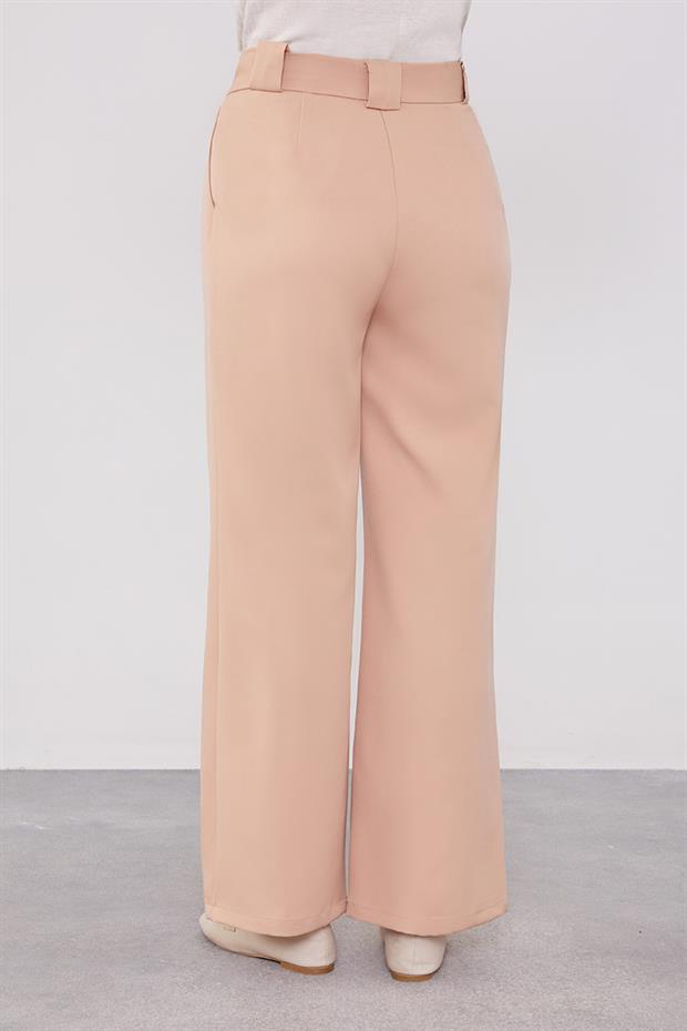 Somon Çift Pileli Kumaş Pantolon