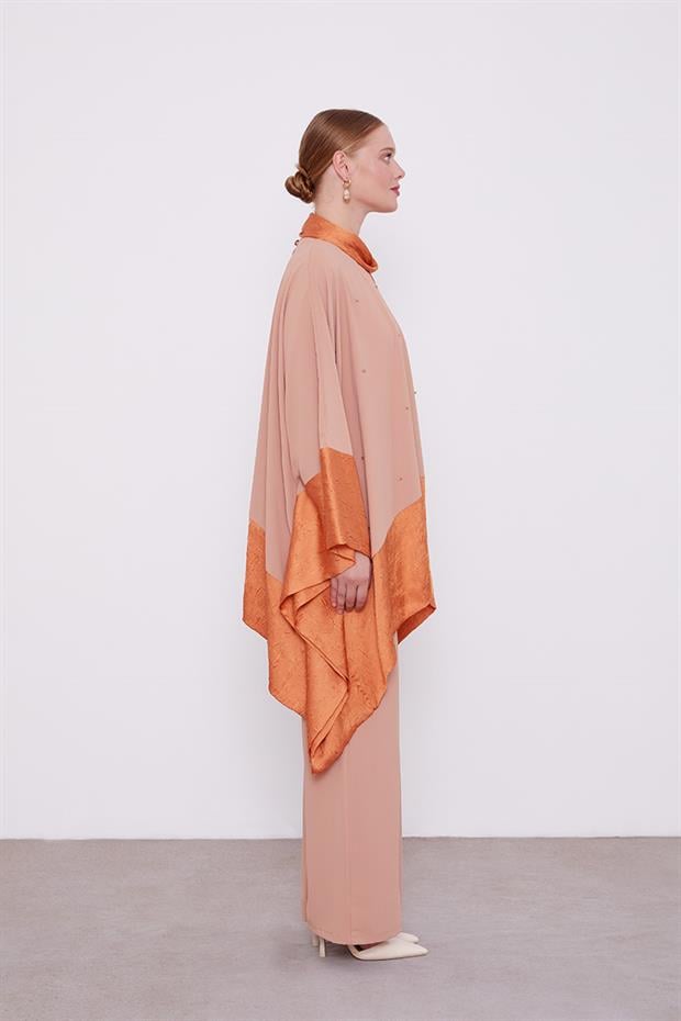 Somon Kendinden Şal Detaylı Tunik Takım