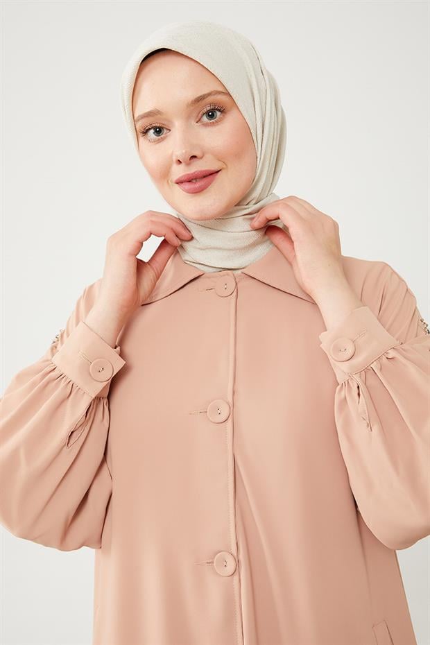 Somon Kolları Taş Detaylı Ferace