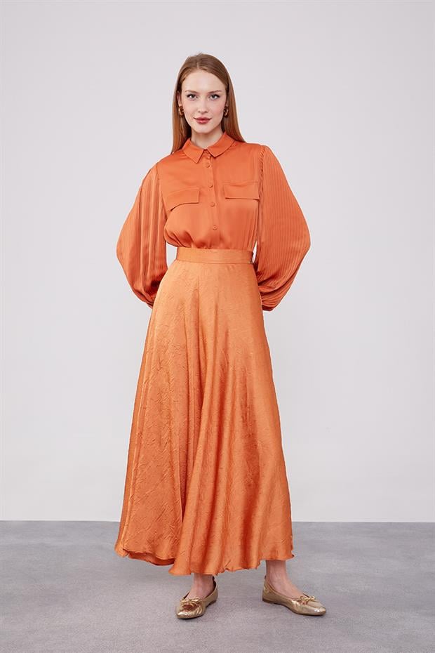 Somon Kraş Saten Etek