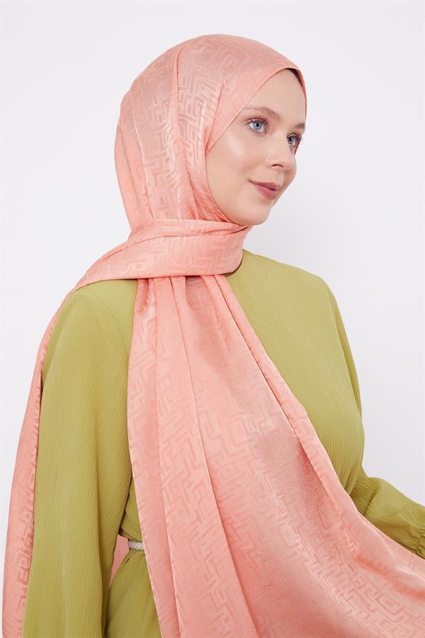 Somon Labirent Desen Jakarlı Janjan Şal