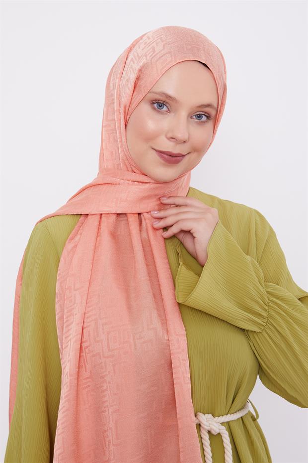 Somon Labirent Desen Jakarlı Janjan Şal