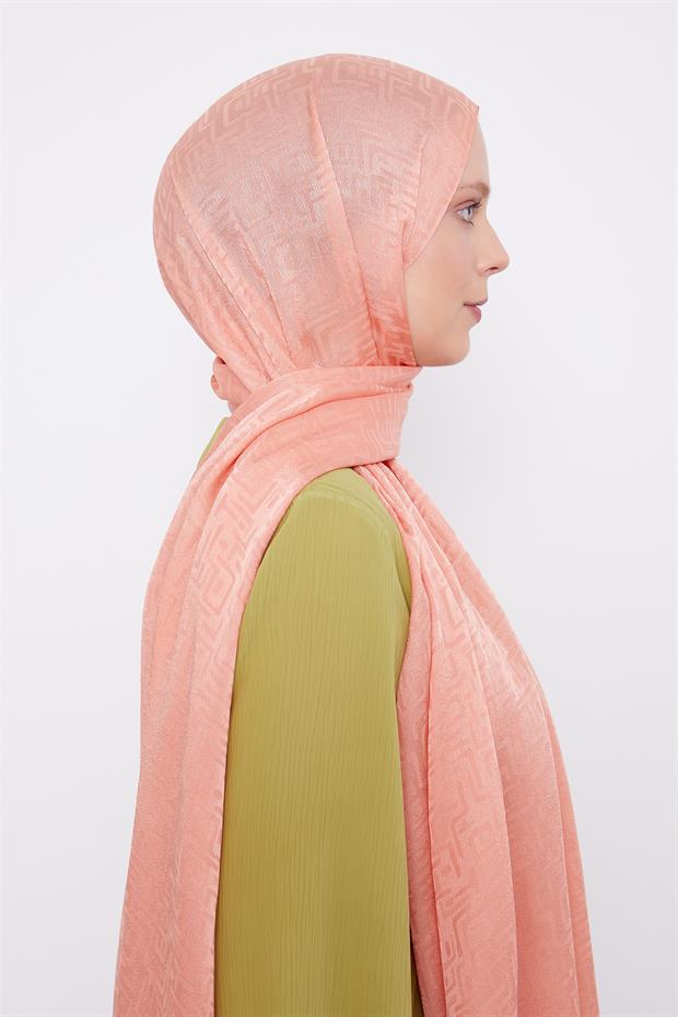 Somon Labirent Desen Jakarlı Janjan Şal