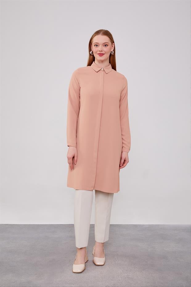 Somon Gizli Düğme Detaylı Tunik