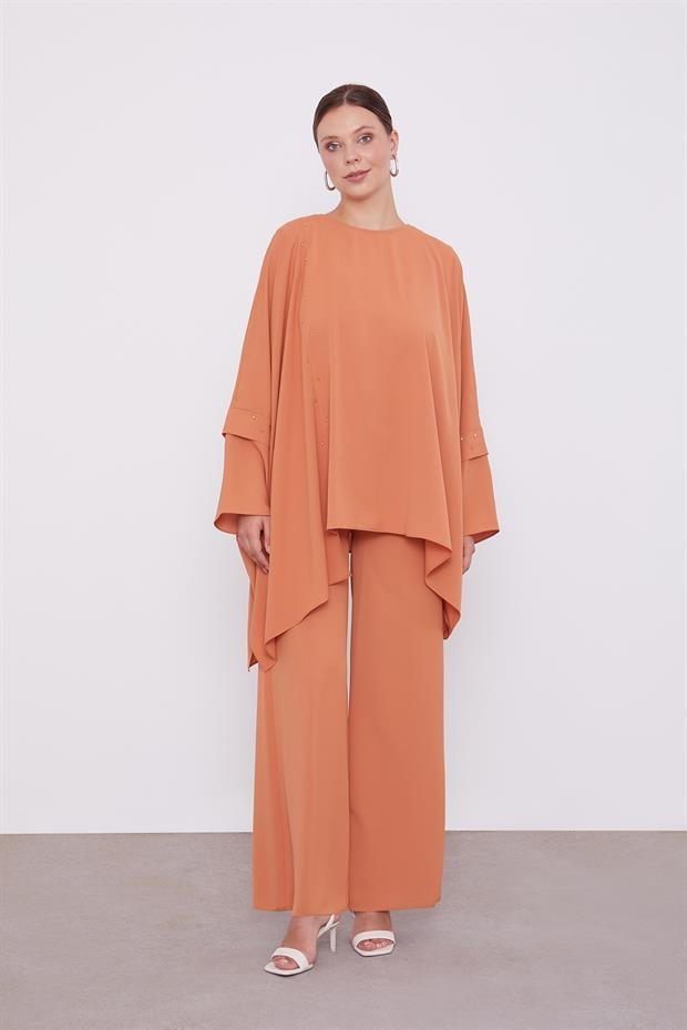 Somon Taş İşlemeli Tunik Takım