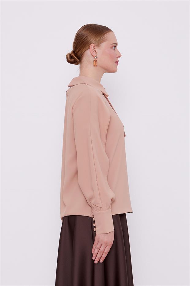 Somon Yaka Taş Detaylı Bluz