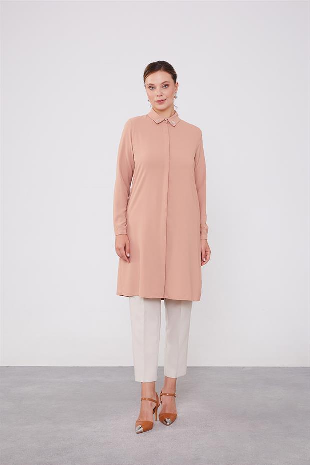 Somon Yaka Taş Detaylı Tunik