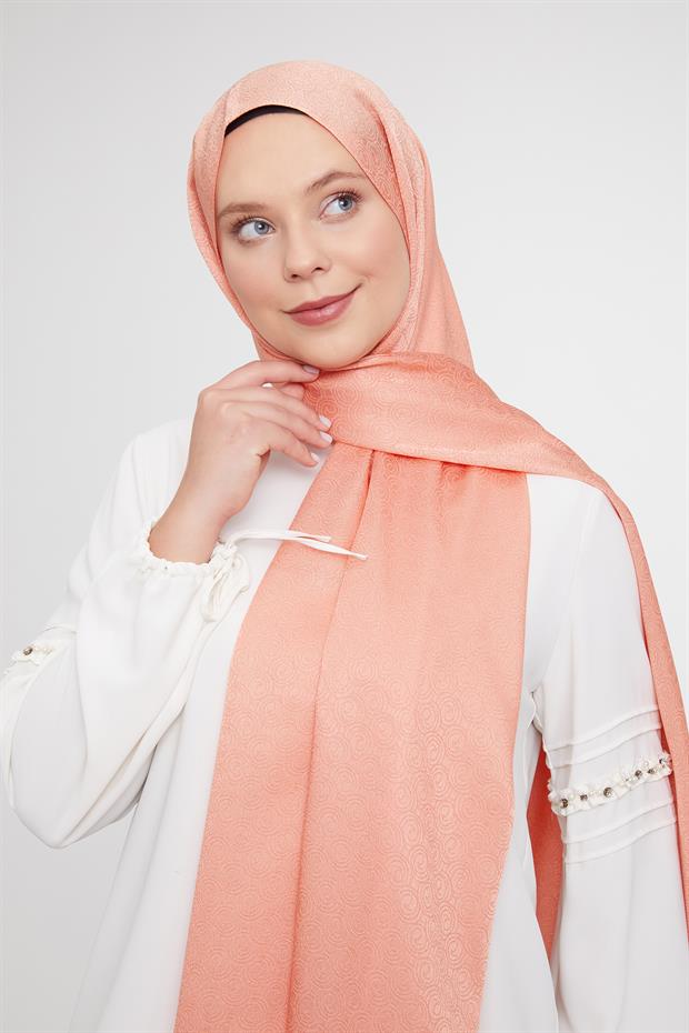 Somon Yuvarlak Desen Jakarlı Janjan Şal