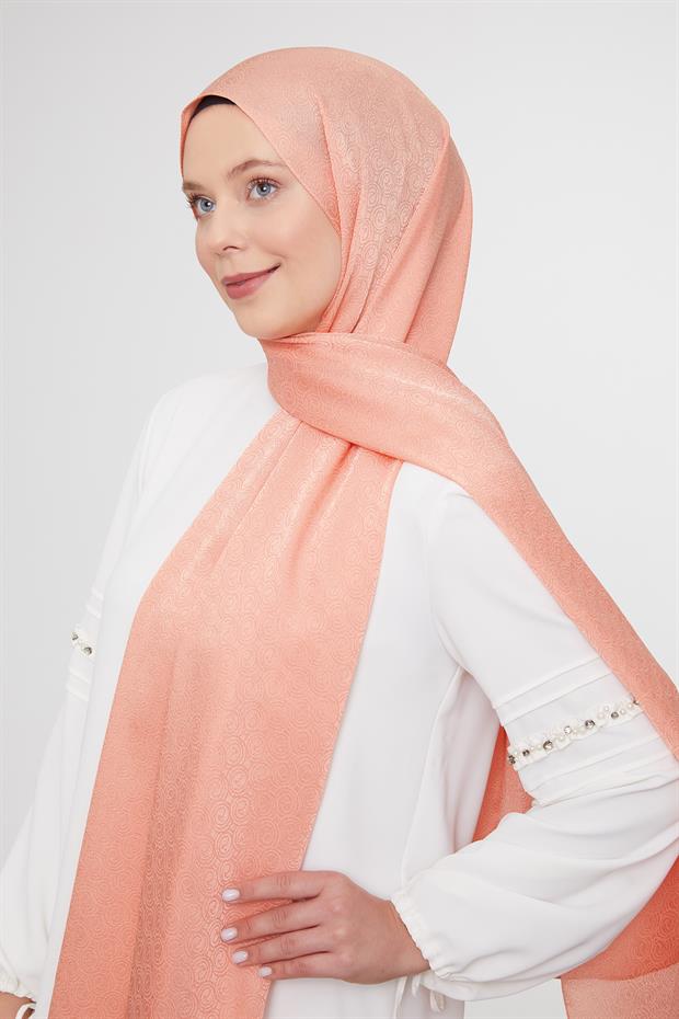 Somon Yuvarlak Desen Jakarlı Janjan Şal