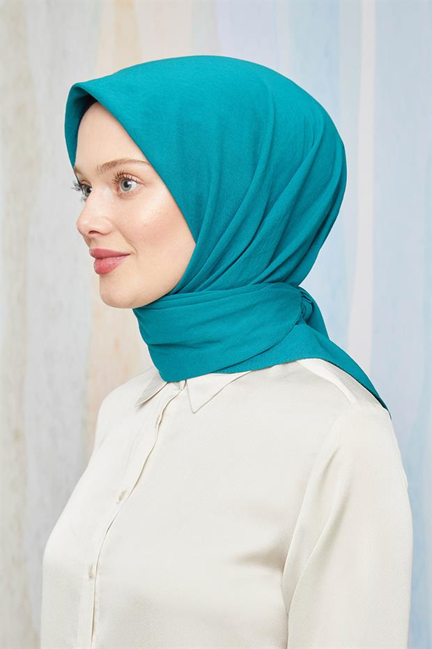 Su Yeşili Pamuk Cazz Kare Eşarp