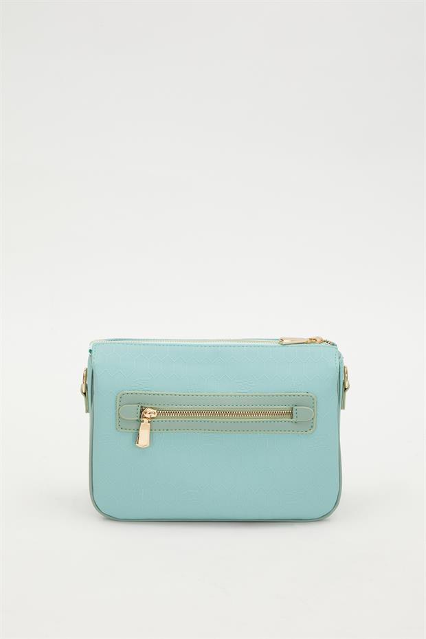 Su Yeşili Petek Kabartmalı Omuz Çantası