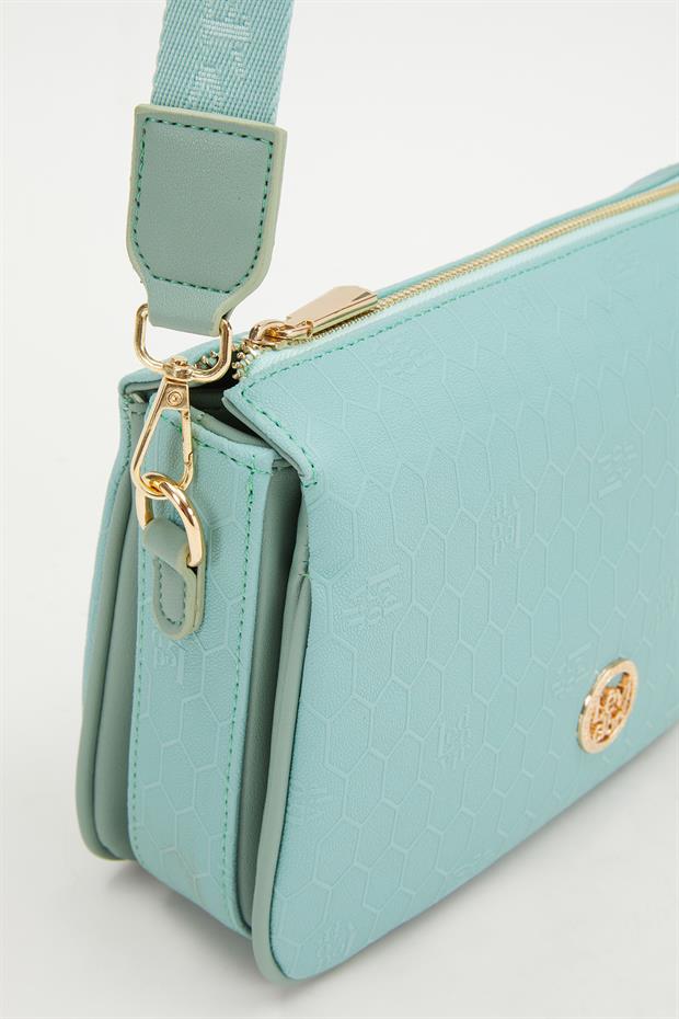 Su Yeşili Petek Kabartmalı Omuz Çantası