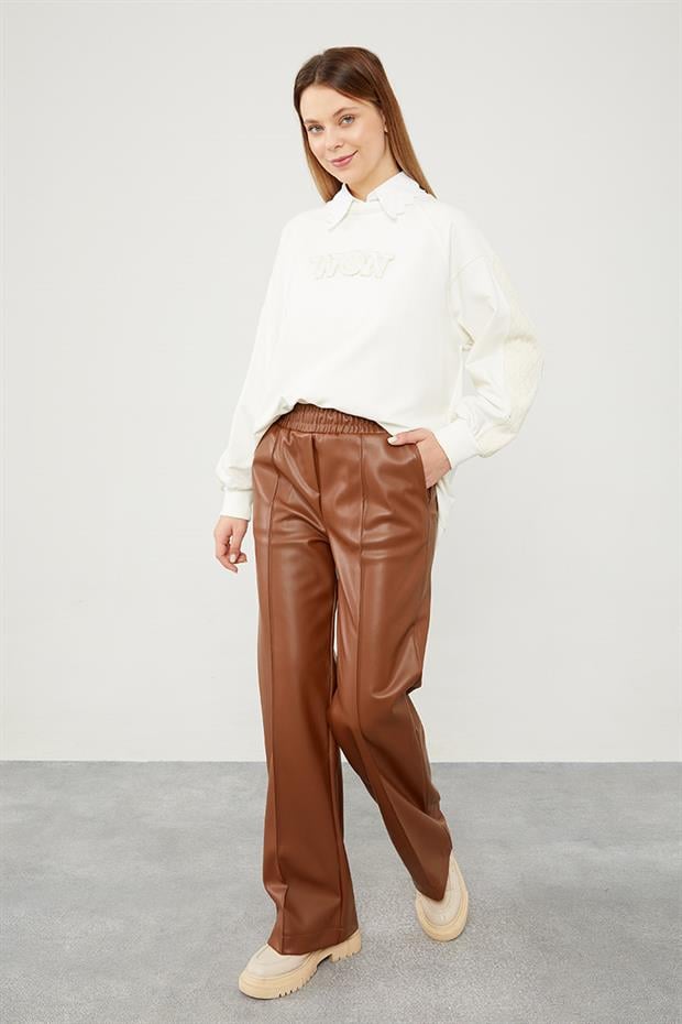 Taba Boru Paça Suni Deri Pantolon