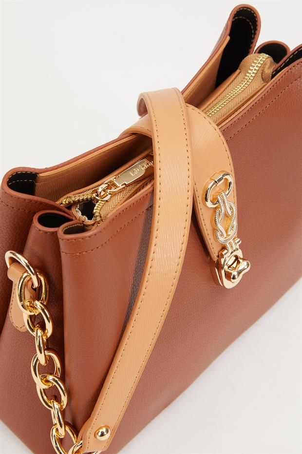 Taba - Camel Hasır Aksesuarlı Omuz Çantası